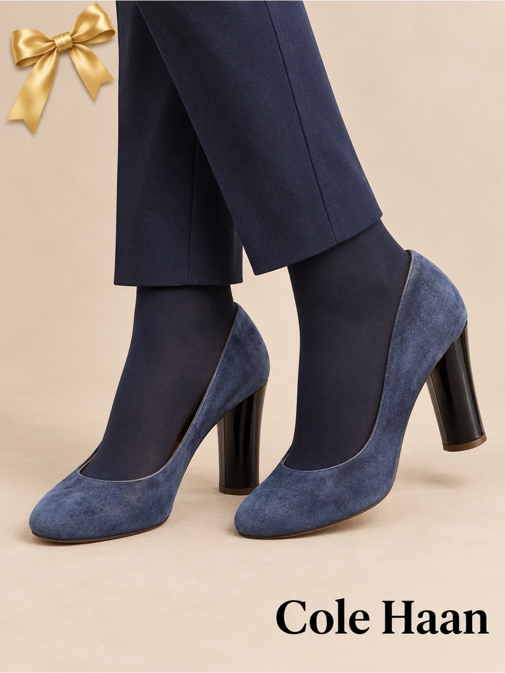 Cole Haan Classic Blue Suede Block Heel Pumps 8.5B